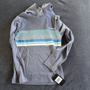 Hurley Gray Hoodie with Blue and White Stripes